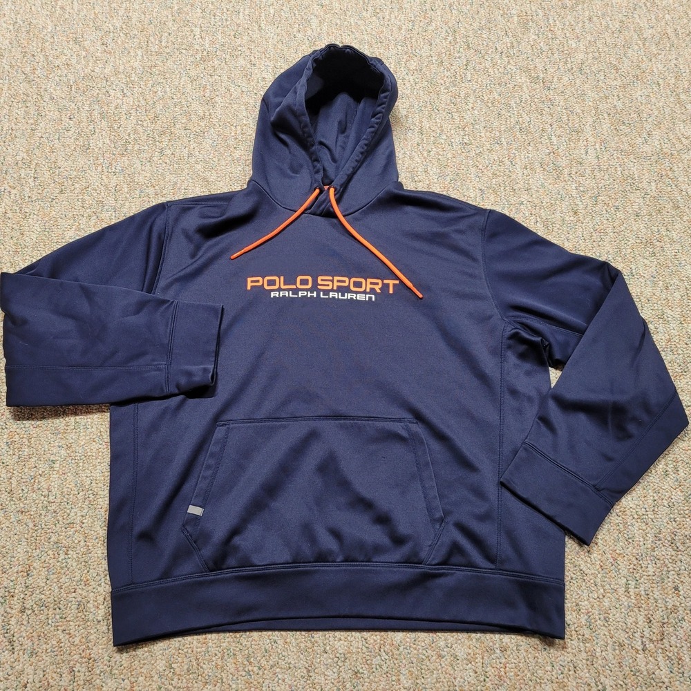Polo Sport Ralph Lauren Hoodie Mens 2XL Blue Performance Pullover P67
